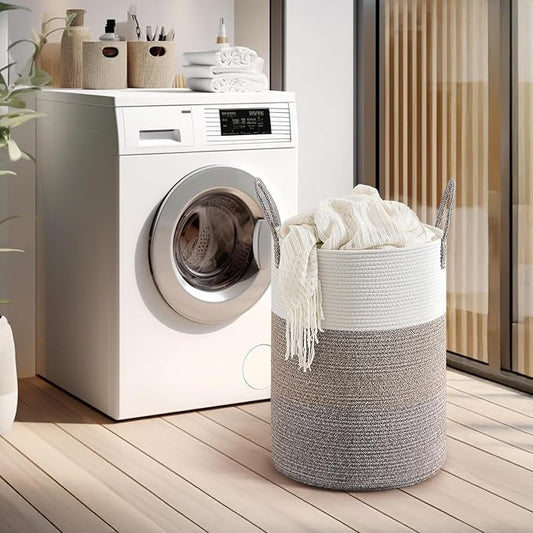 CLHMILY&Z 60L Laundry Basket Round Storage Rope Basket - Image 2