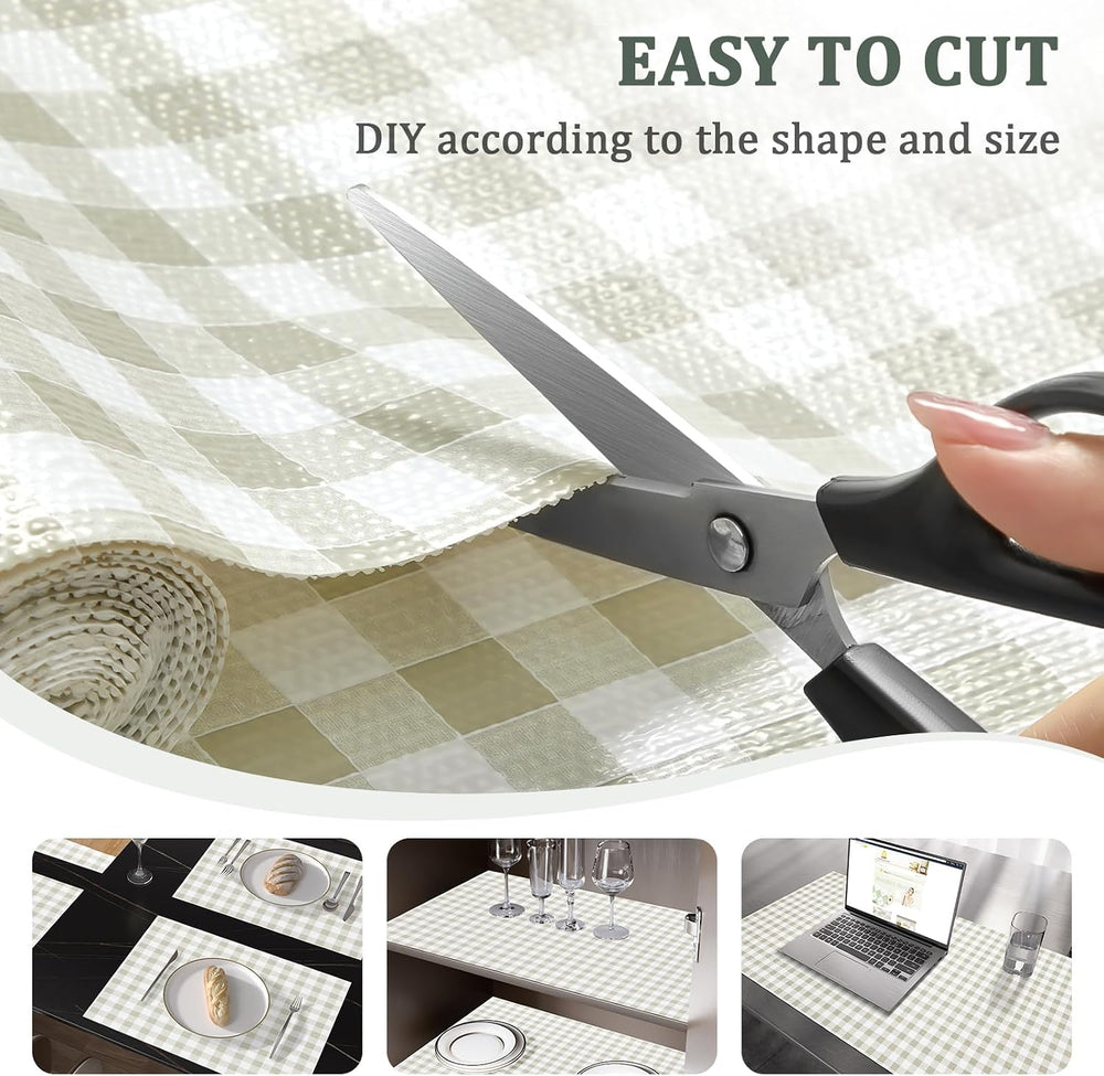 Shelf Liner for Kitchen Cabinets and Drawers, 24" x 120" Green Grid