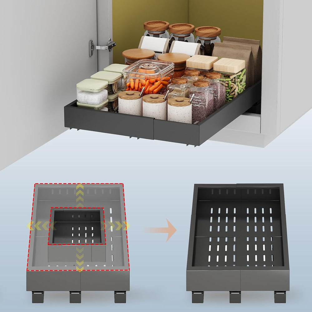Fokyfok Pull out Cabinet Organizer,11"-16"W,17"-24"D,Expa...