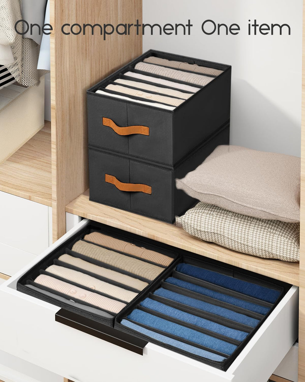 Homsorout Closet Organizers and Storage - Fabric Clothes Organizer with Handl...