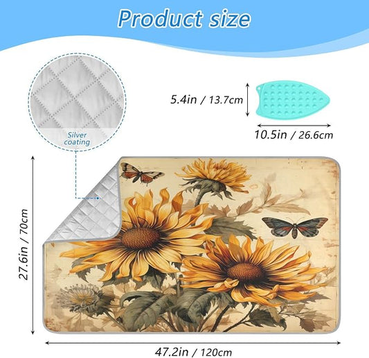 Retro Sunflowers and Butterflies Ironing Mat Thickened Ironing Blanket Travel - Image 2