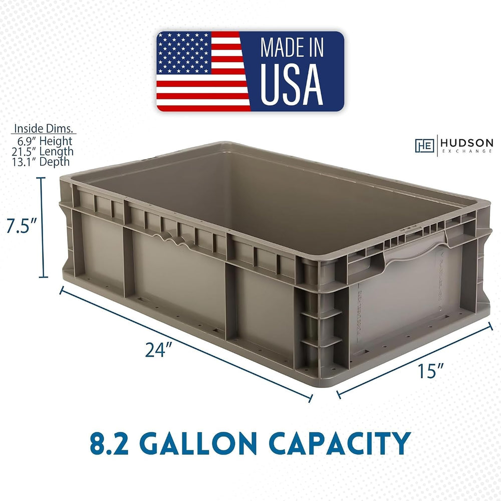 Hudson Exchange 24 x 15 x 7.5" Straight Wall Handled Storage Container T...