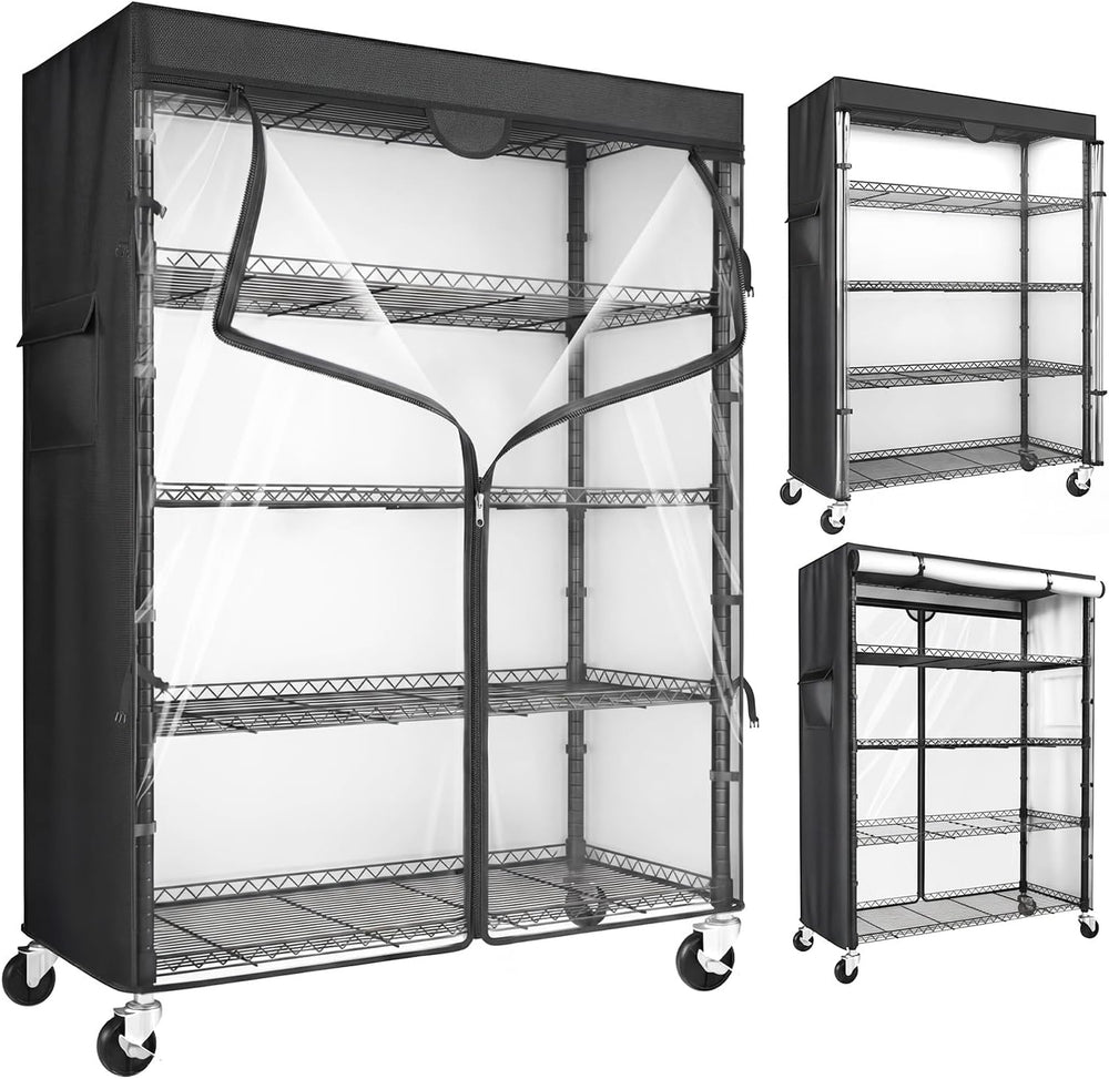 Wire Shelving Unit with 600D Oxford Cover & Wheels, 36"x18"x72&...