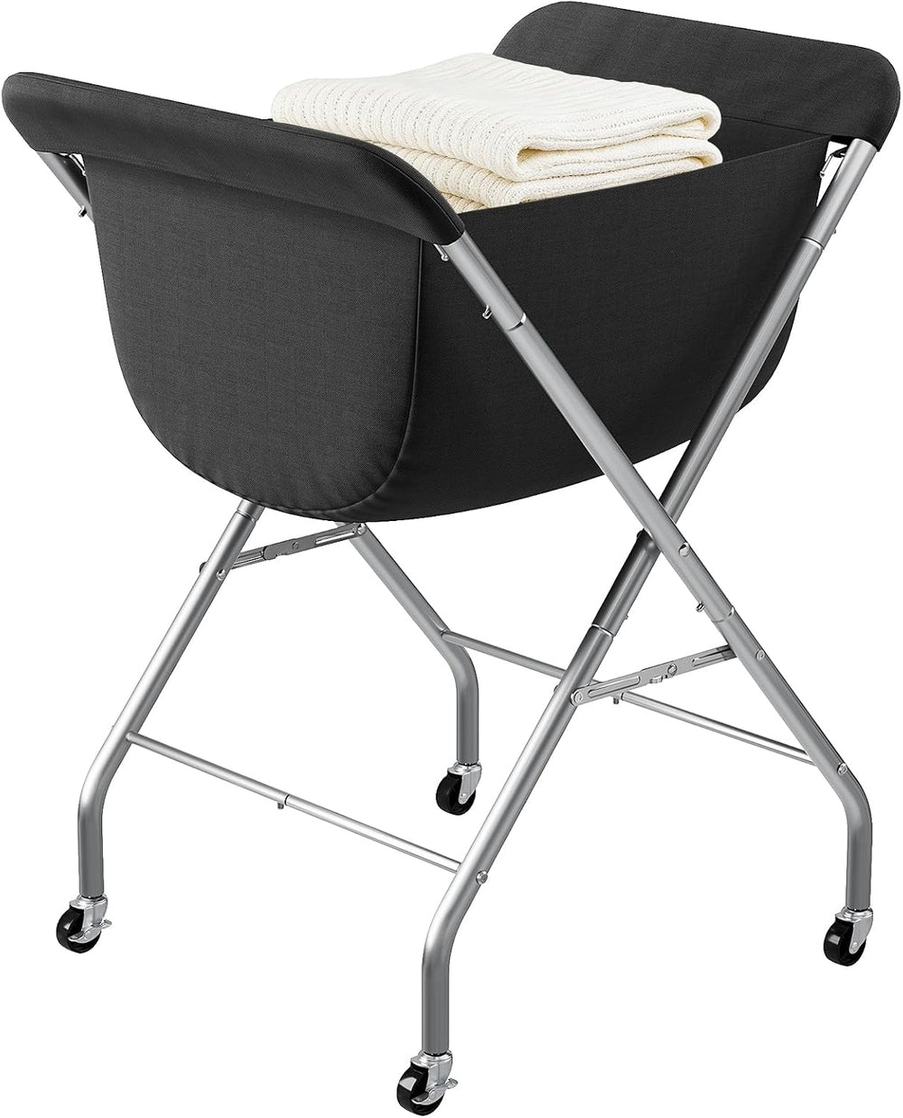 ELYKEN Laundry Basket with Wheels, Collapsible Laundry Hamper, Black