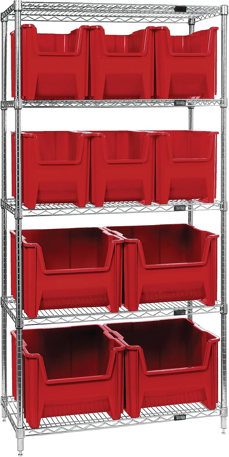Quantum Storage Systems WR5-600800RD 5-Tier Complete Wire Shelving System wit...