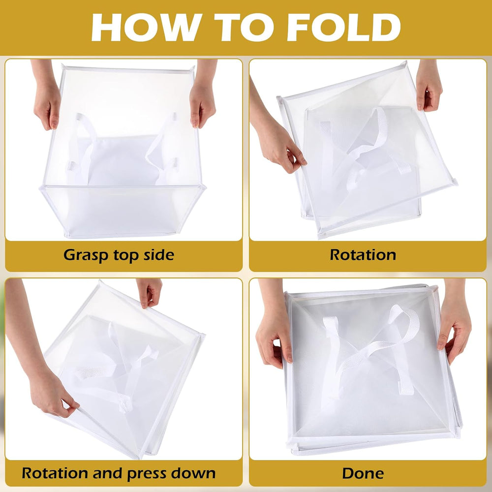 Zopeal 6 Pack Collapsible Mesh Laundry Basket, White, Single-layer