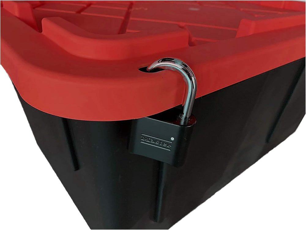 MonsterRAX 27 Gallon Storage Bins - Stackable, Lockable, 5-pack (Red)