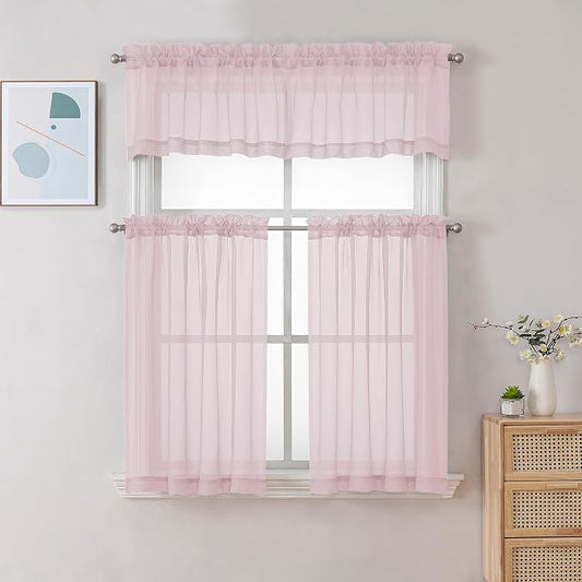 Chyhomenyc Sheer Curtains 24 Inch Length, Small Window Curtains - Image 2