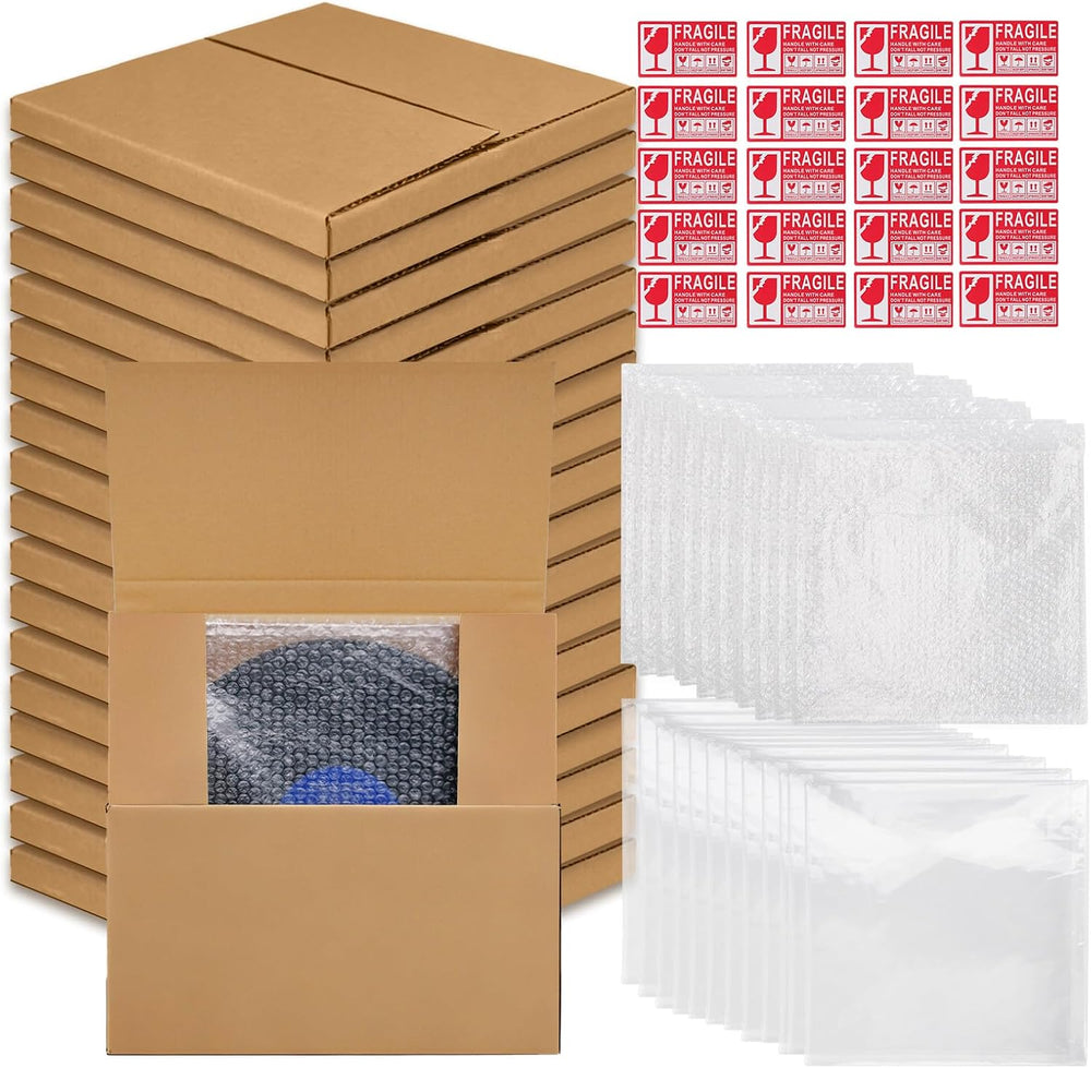 18 Set Vinyl Record Mailers 12.9 x 12.9 x 1" Shipping Boxes Brown Easy F...