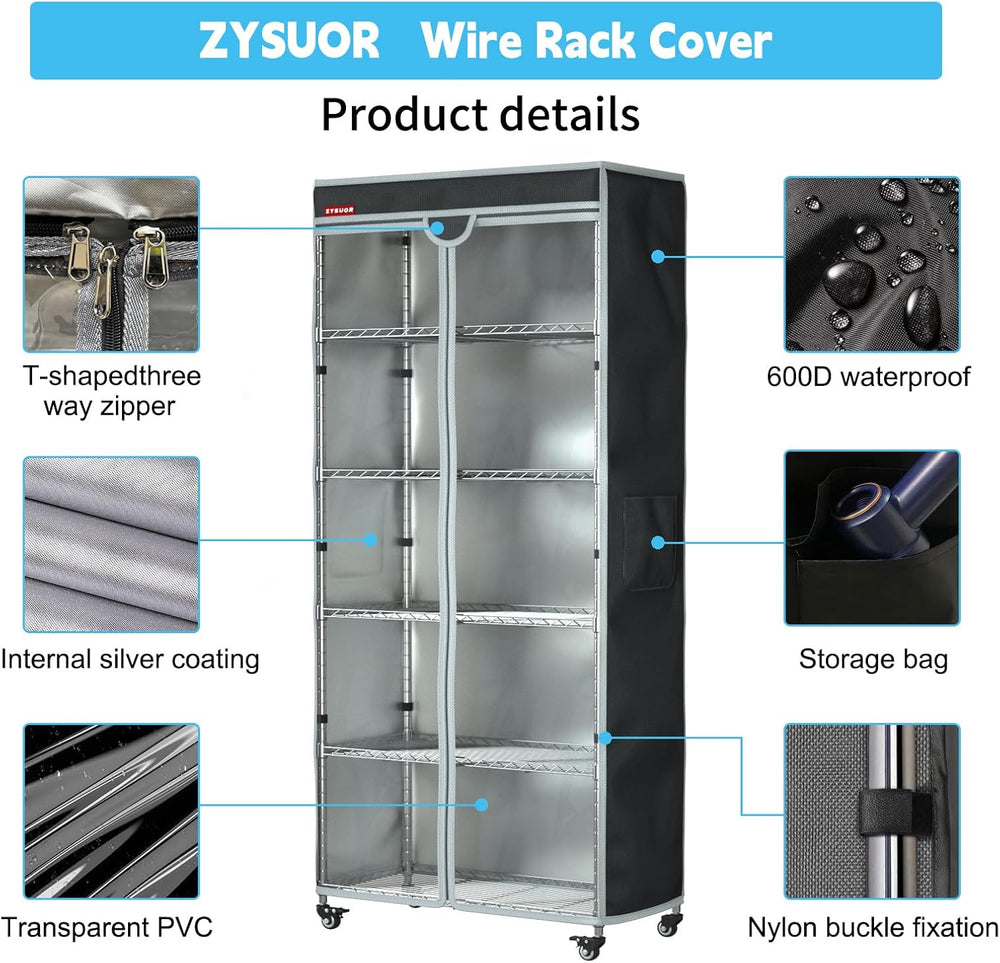 Waterproof Shelf Cover for Storage Shelving, Fits 30"W x 14"D x 62&...