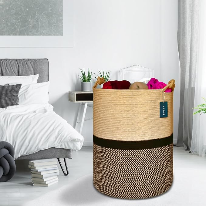 COMSE Extra Large Blanket Basket, Tall Woven Storage Basket, Nursery Hamper - Image 8