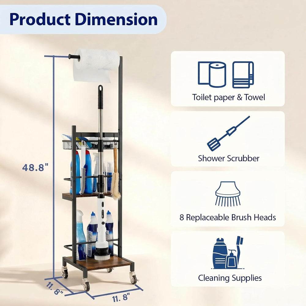 Cleaning Supplies Organizer, Narrow Cleaning Cart for Steam Mop