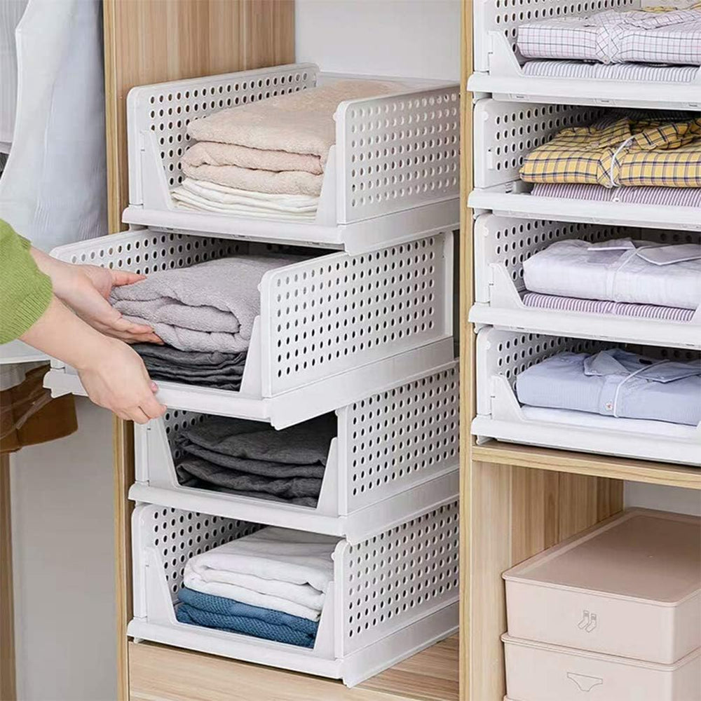 Phyllia 4 Pack Closet Organizers Stackable Storage Bins, Plastic Collapsible ...