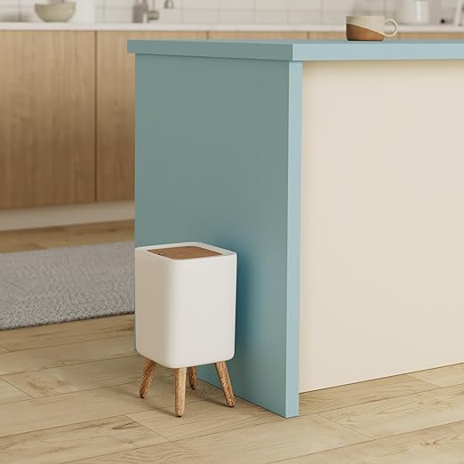 WanWanKa Mini White Plastic Trash Can, 2.6 Gallon Capacity, Slim Design - Image 2
