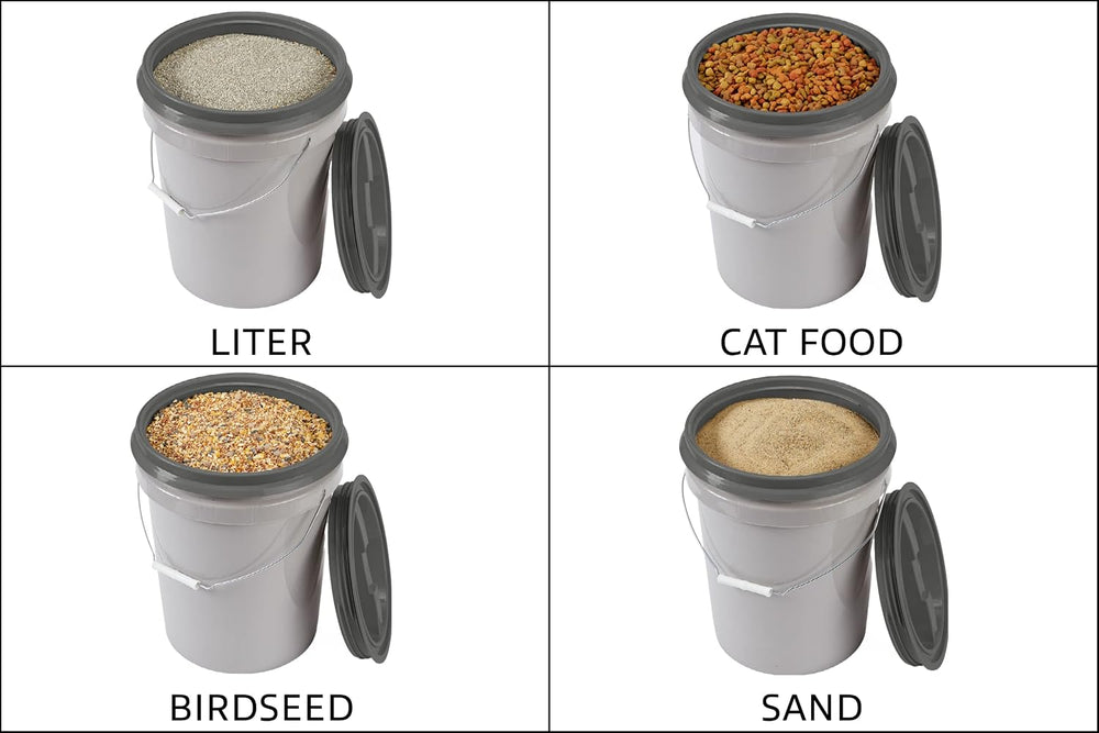 Mighty Tuff 5 Gallon / 21 Pound Pet Food Storage Container, Pack of 2 with Me...
