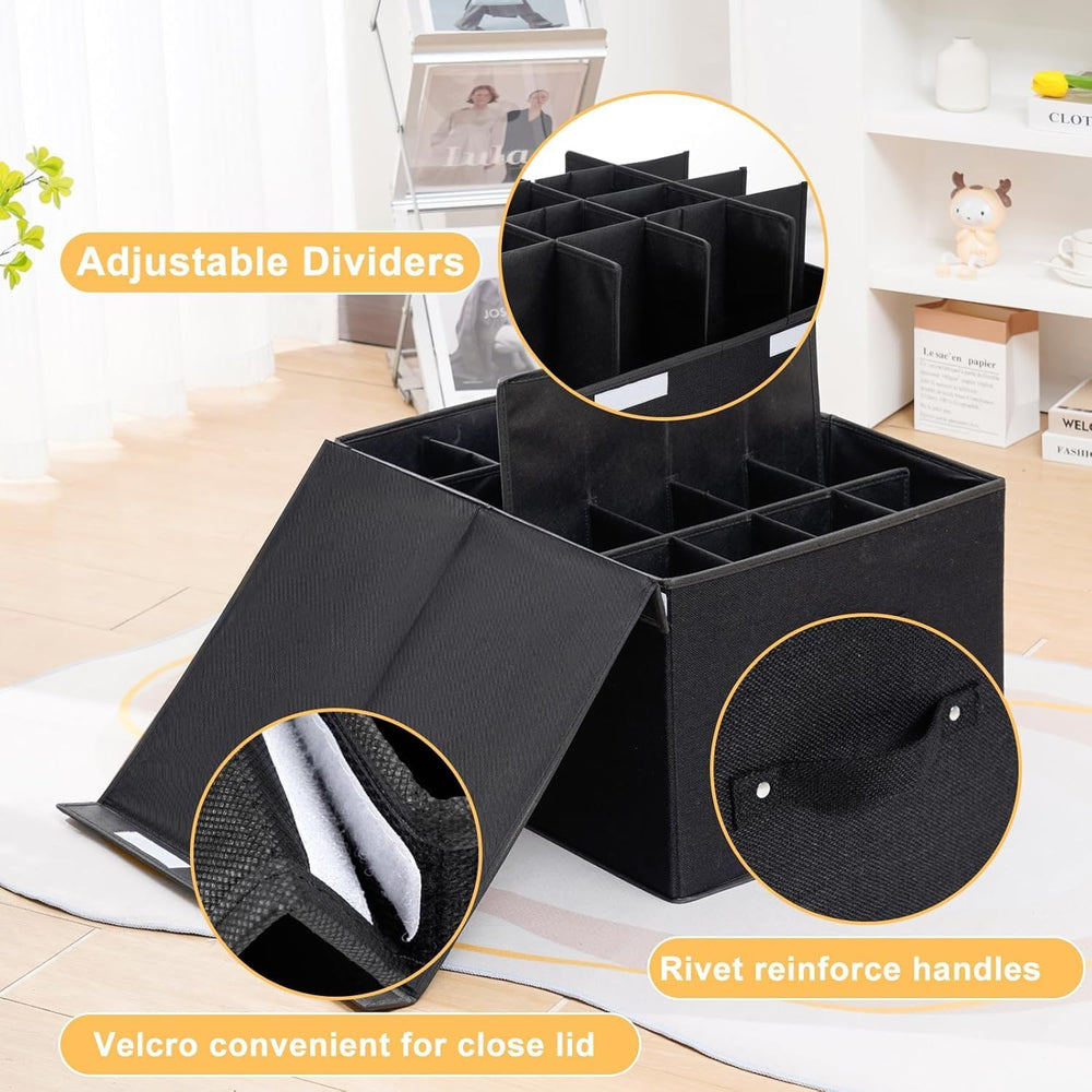 Shoe Organizer for Closet, Shoe Storage Box with Adjustable Dividers