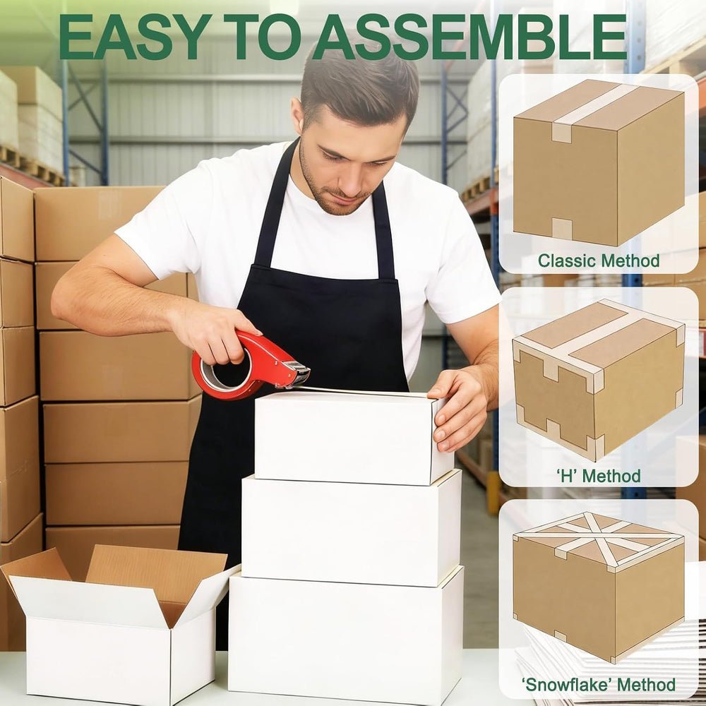 MAPVOLUT 43-Piece Assorted Sizes Small Shipping Boxes - White Corrugated Mail...