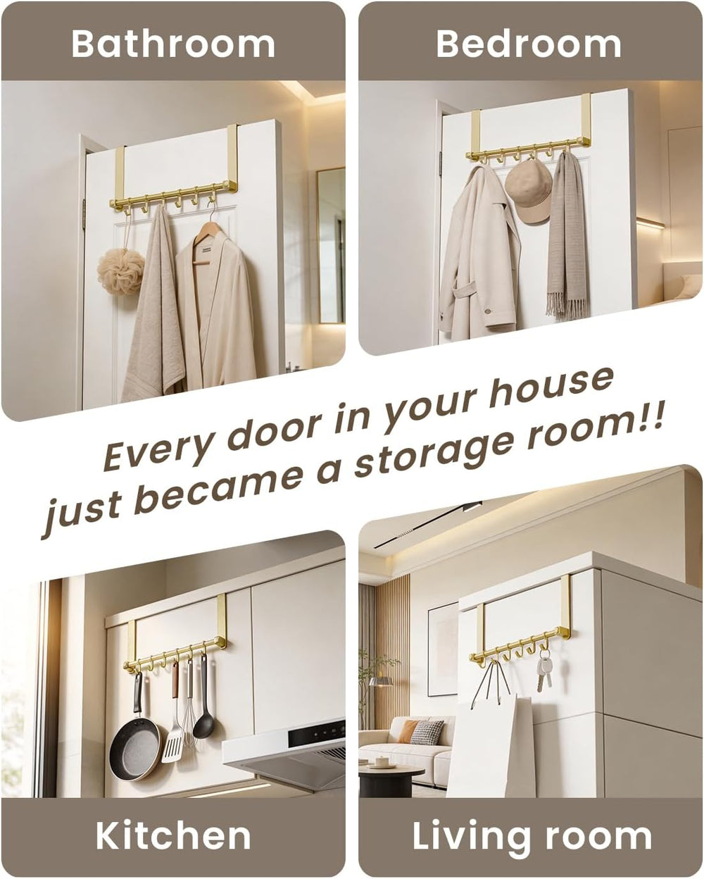 BOF Heavy Duty Over The Door Hooks, Door Hooks Hanger Organizer for Hanging