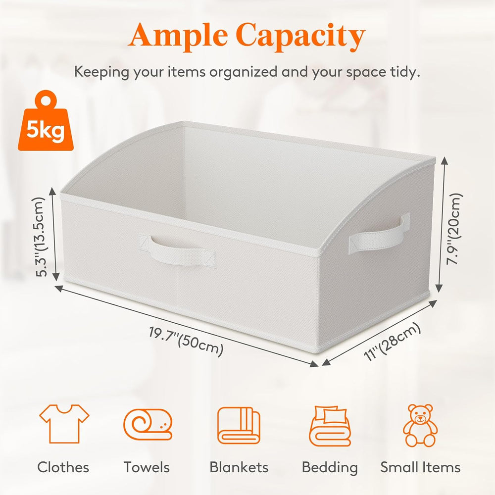 Lifewit Trapezoid Closet Storage Bin for Shelf, 6 Packs 23L, White