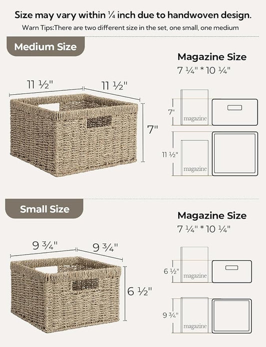 StorageWorks Wicker Storage Baskets, Large and Small Baskets, Handwoven - Image 2