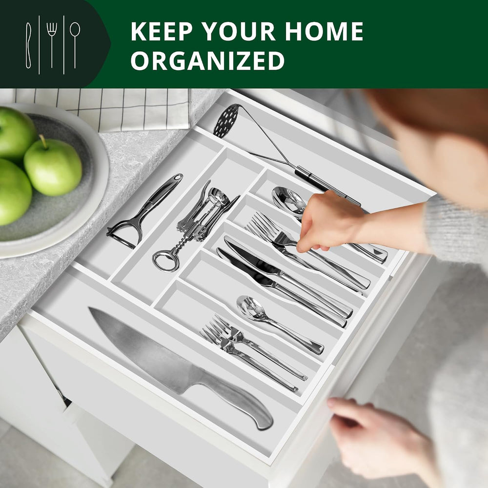 ROYAL CRAFT WOOD Luxury Bamboo Kitchen Drawer Organizer - Silverware Organize...