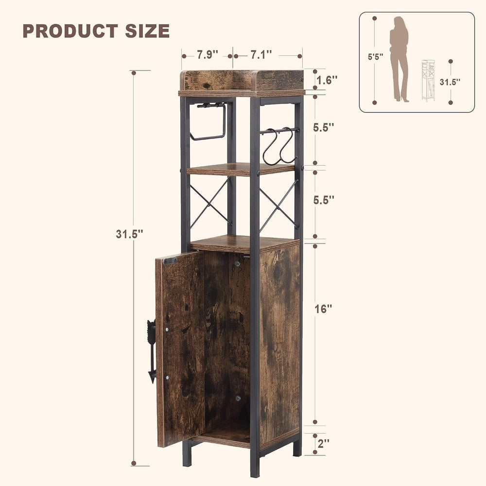 VECELO Small Bathroom Cabinet, Slim Toilet Paper Holder with Door&2 Shelv...