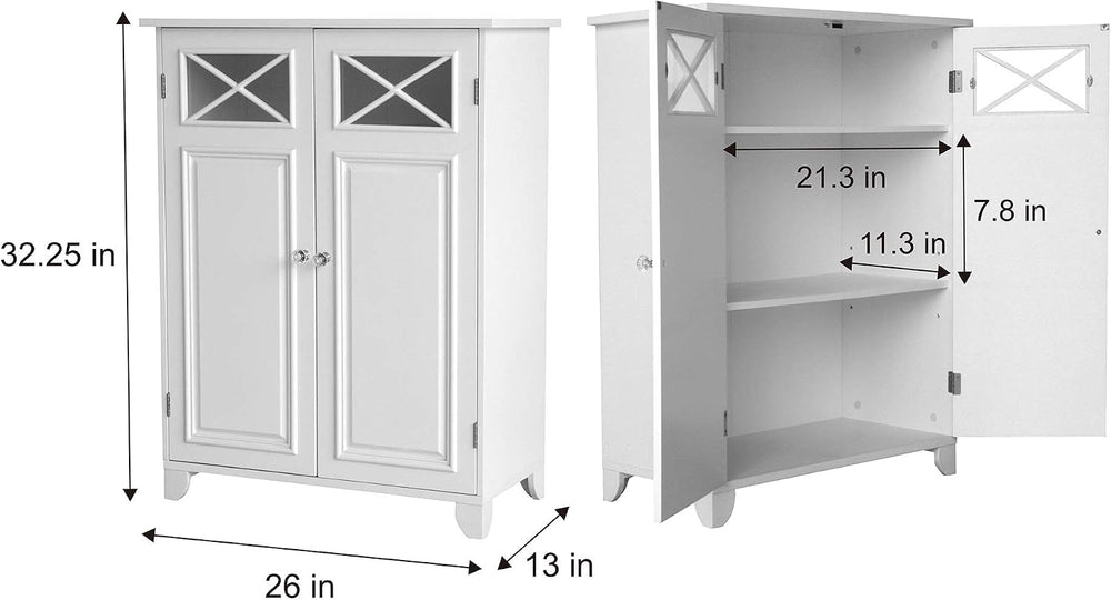 Teamson Home Dawson Wooden Freestanding Floor Cabinet with 1 Fixed 1 Adjustab...