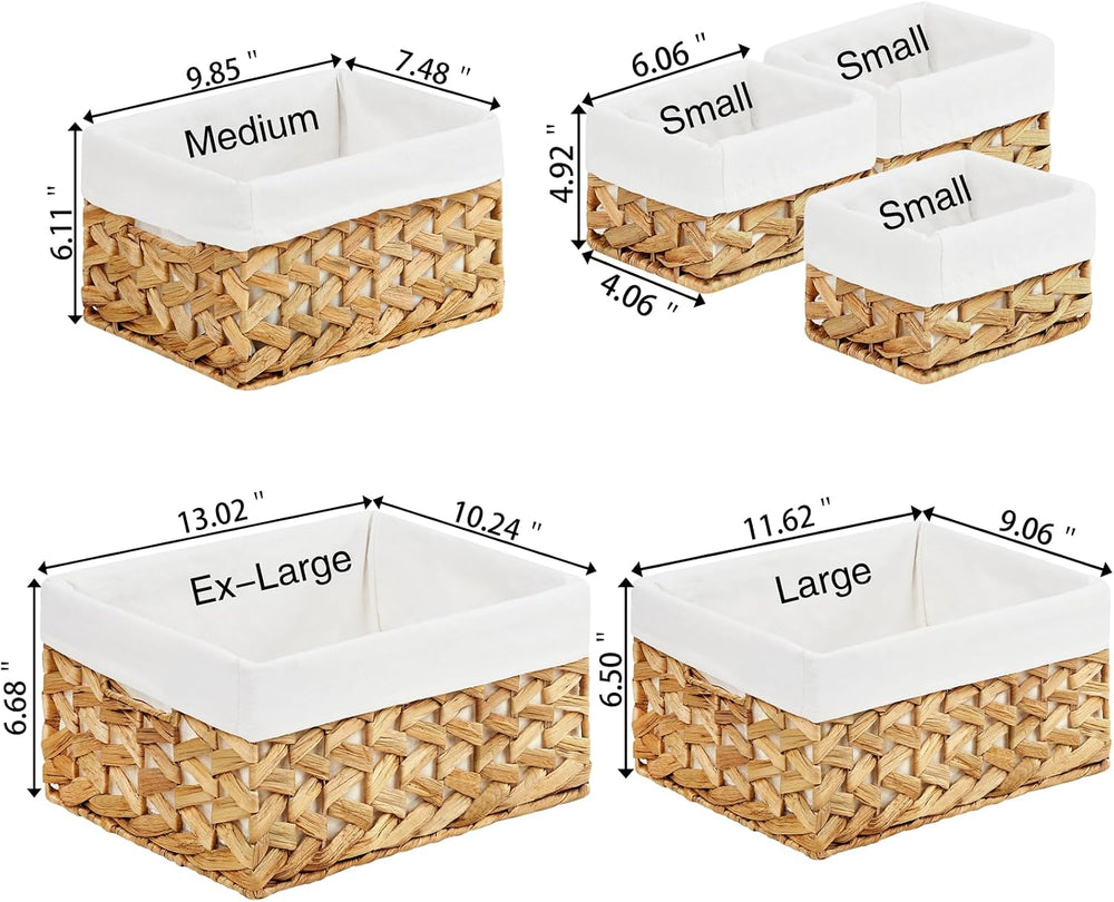 Vagusicc Wicker Storage Basket, 6 Pack Baskets for Organizing, Water Hyacinth...