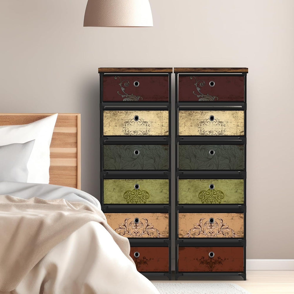 VASICAR 6 Drawers Storage Organizer Cabinet, Small Fabric Dresser