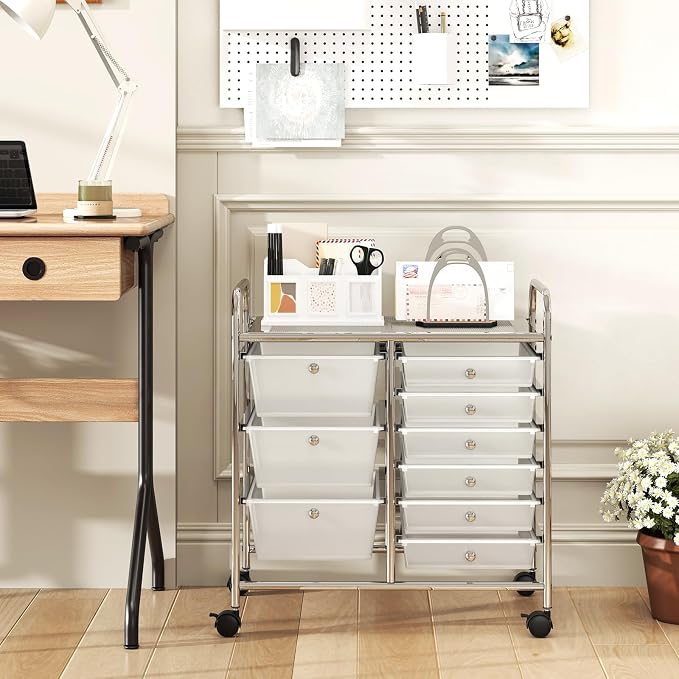 GOFLAME 9-Drawer Rolling Storage Cart, Mobile Utility Cart