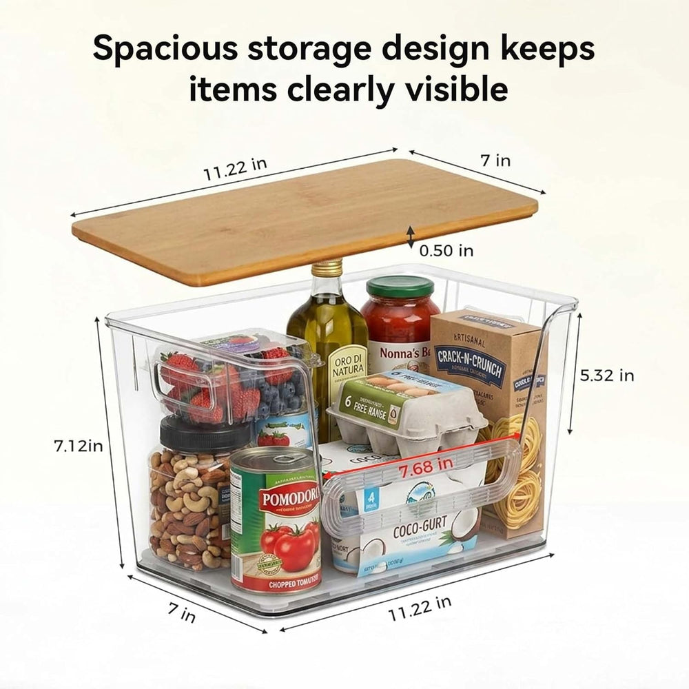 4 Pack Pantry Organizers and Storage with Bamboo Lids
