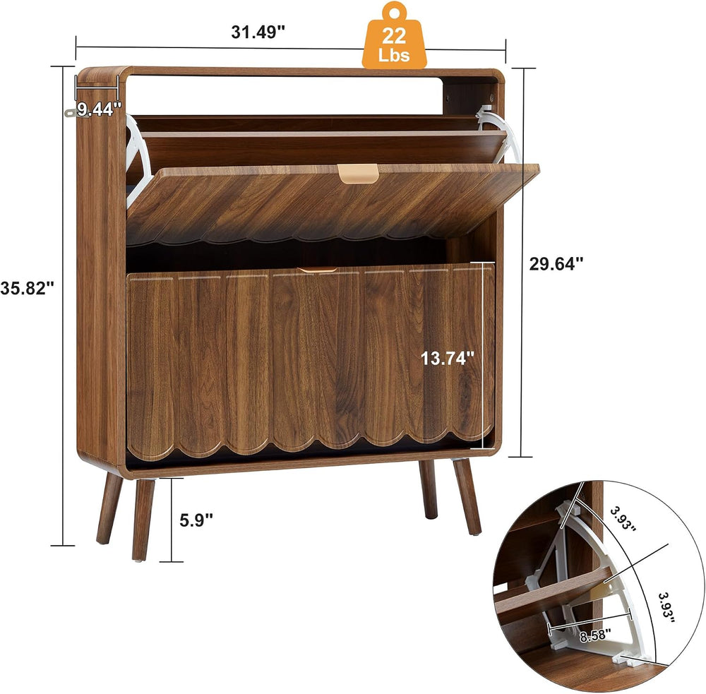 ORRD Shoe Storage Cabinet for Entryway with 2 Flip Drawers Set of 2, Freestan...