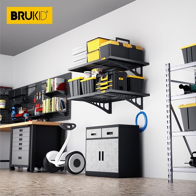 2Pack 2x3ft Adjustable Metal Garage Wall Shelving Heavy Duty Garage Storage - Image 7