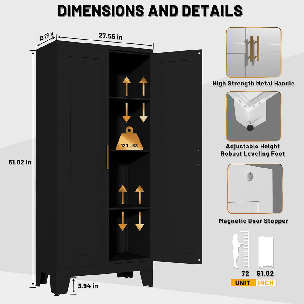 PAOFIN Metal Kitchen Pantry Storage Cabinet