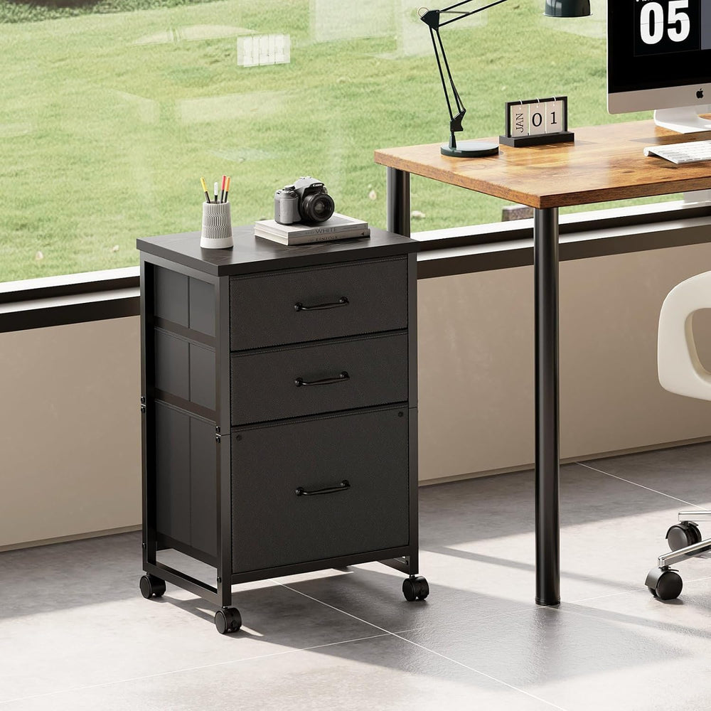Maihail 3 Drawer File Cabinet on Wheels Fits A4 Size for Home Office