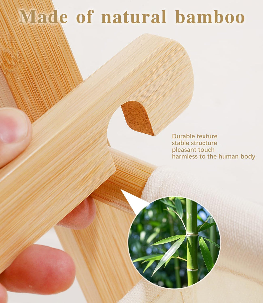 Bamboo Clothes Rack with Storage Box, Portable Extra Large Garment Rack Cloth...
