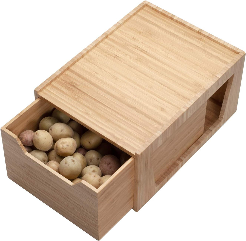 Tall Bamboo Drawer, Stackable Storage Solution for Kitchen Products, Office S...