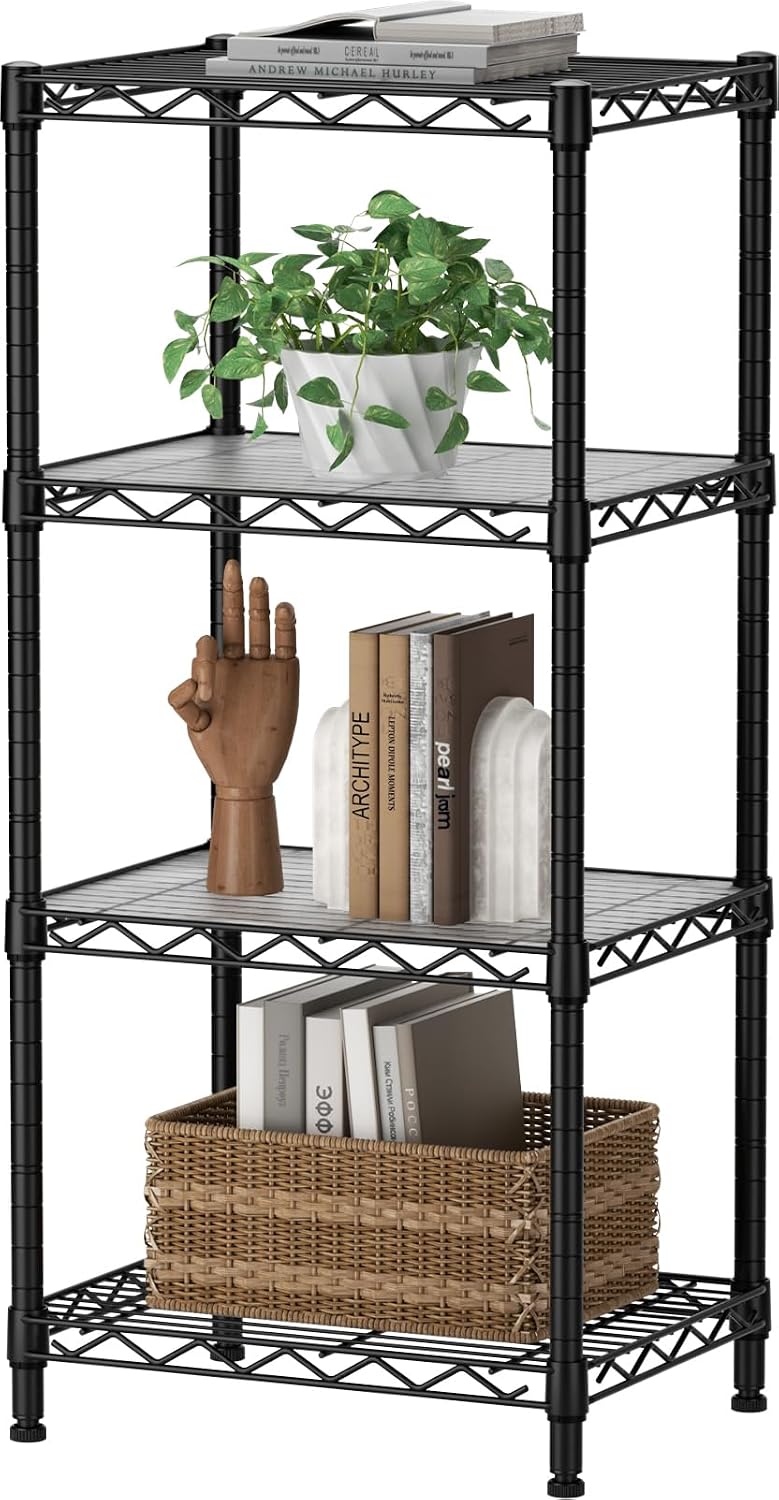 SINGAYE 4 Small Shelves Storage Shelf Wire Shelving Unit Metal Shelf Adjustab...