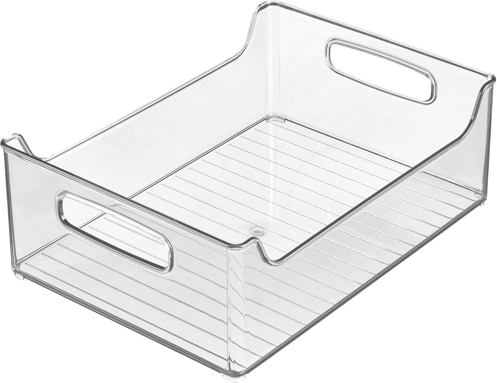 iDesign Stackable Clear Plastic Storage Bin, 4-Pack