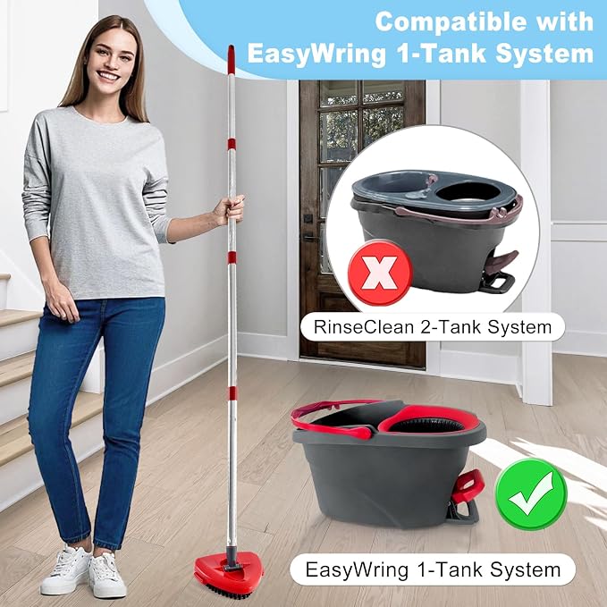 Spin Mop Handle for O-Cedar, Scrub Brush and Mop Base Compatible - Image 7