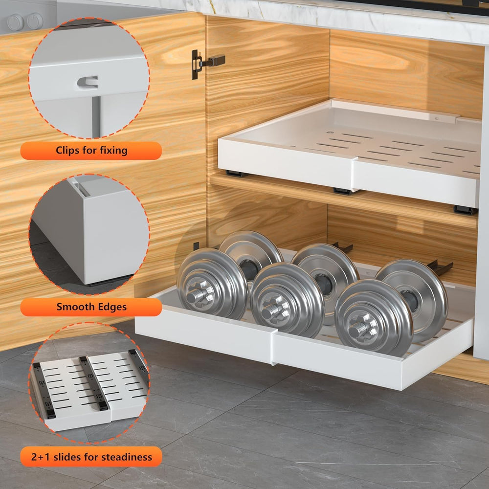 DEKAVA 4 Pack Pull Out Cabinet Organizer Expandable, Adhesive with Nano Film,...