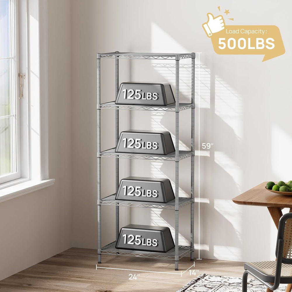 SINGAYE 5 Metal Shelves Wire Shelving Storage Shelf Adjustable Unit Pantry