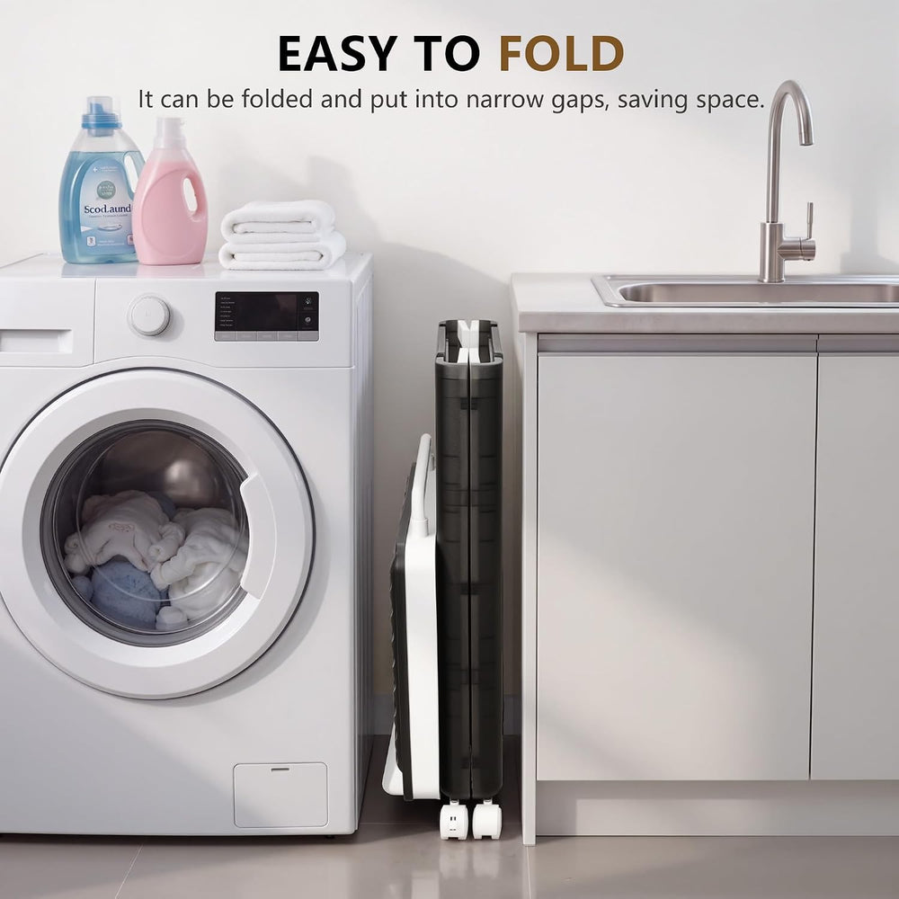 VECELO Rolling Laundry Hamper with Wheels and Lid, Foldable Plastic Laundry B...