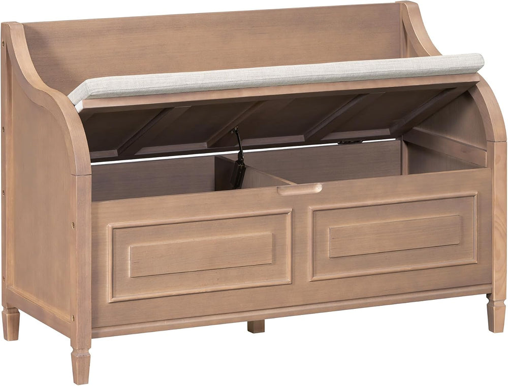 SOFTSEA 41.9" Storage Bench with Back, Entryway Shoe Bench with Cushion ...