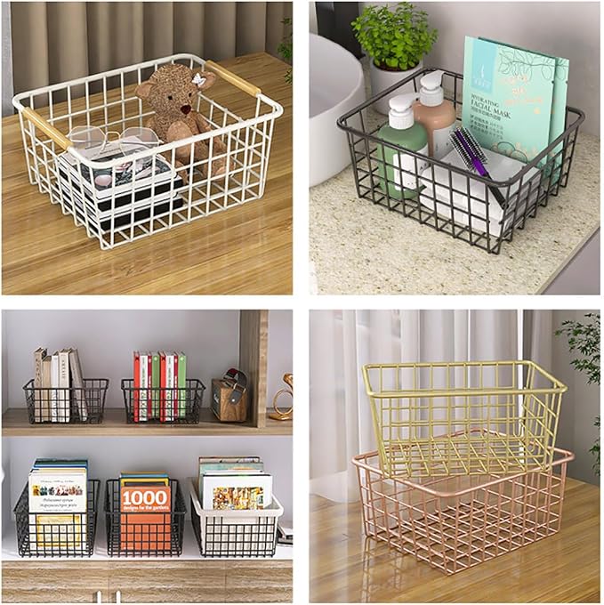 Kitchen Wire Baskets Farmhouse Decor Metal Food Storage Organizer, Household