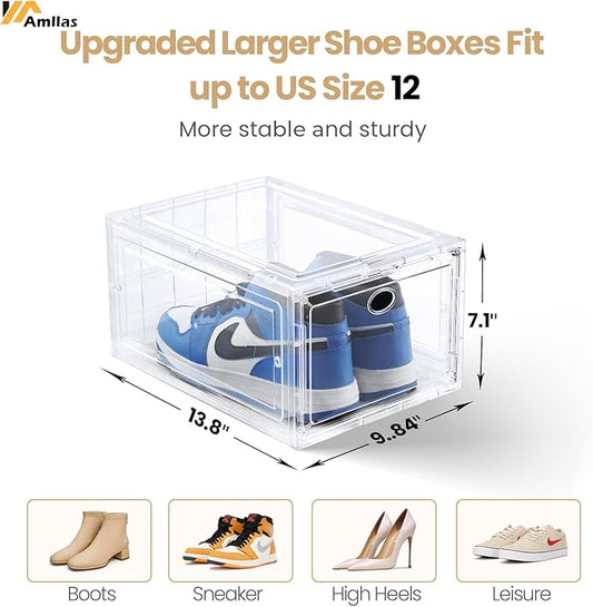 12 Pack Clear Shoe Boxes Stackable, Shoe Storage Boxes - Image 2