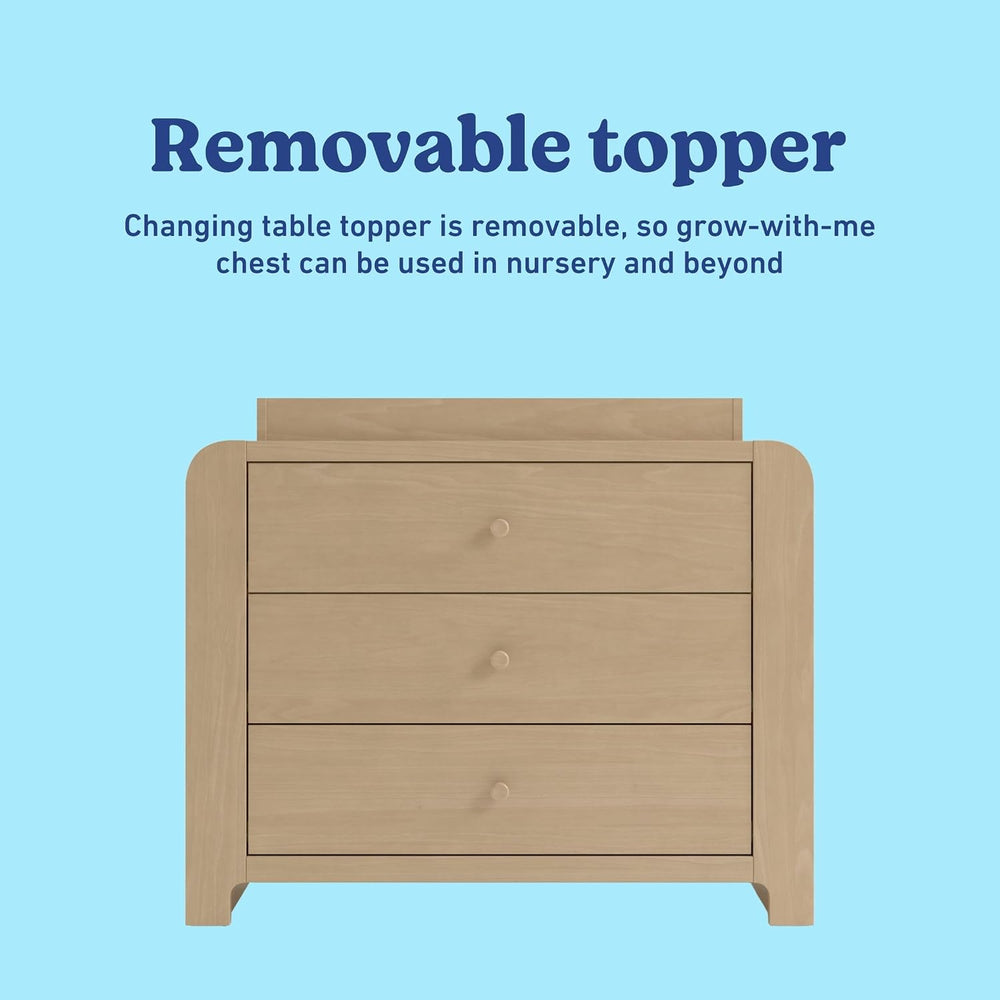 Graco Read-with-Me 3 Drawer Chest with Removable Changing Topper, Driftwood
