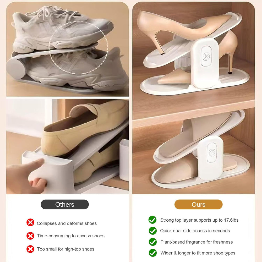 16 Pack Shoe Rack with Aromatherapy Box, Adjustable Space-Saving Organizer