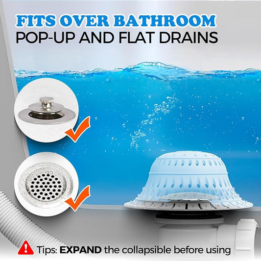zaa 5 Pcs Bathtub & Shower Drain Hair Catcher, 2 Pack Silicone Collapsible - Image 2