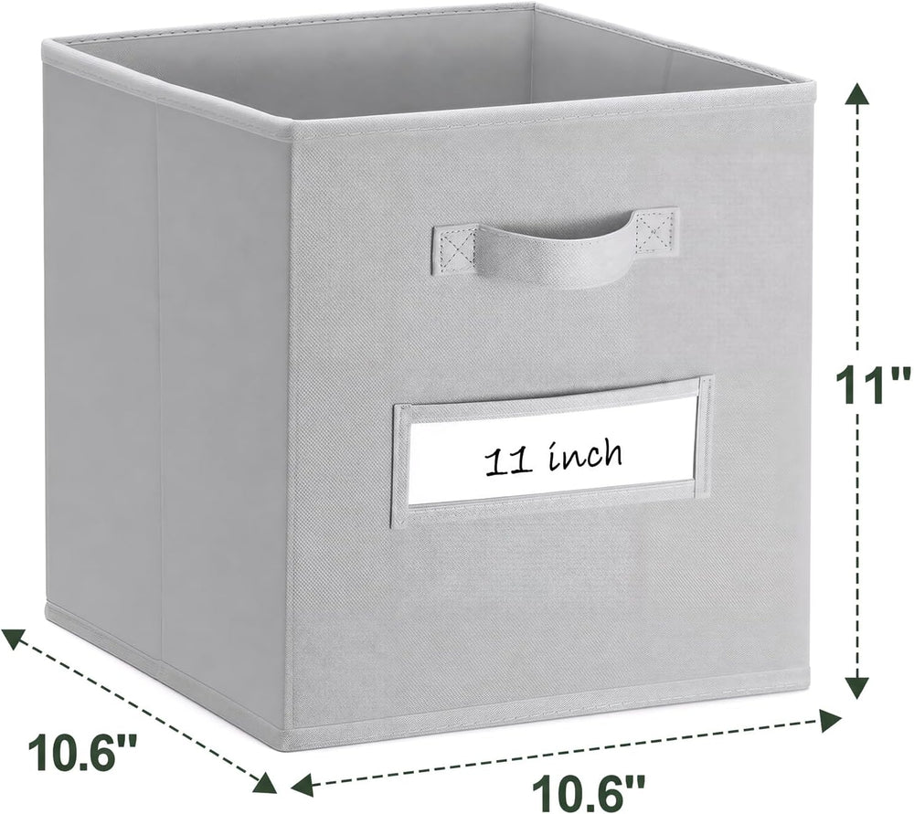 Storage Bins,11" Cube Storage Bin with Labels,10pcs,Light Grey